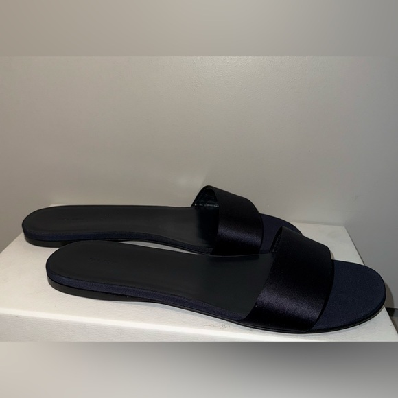 The Row Combo Satin Slide Sandal, 40, Navy - Picture 8 of 9